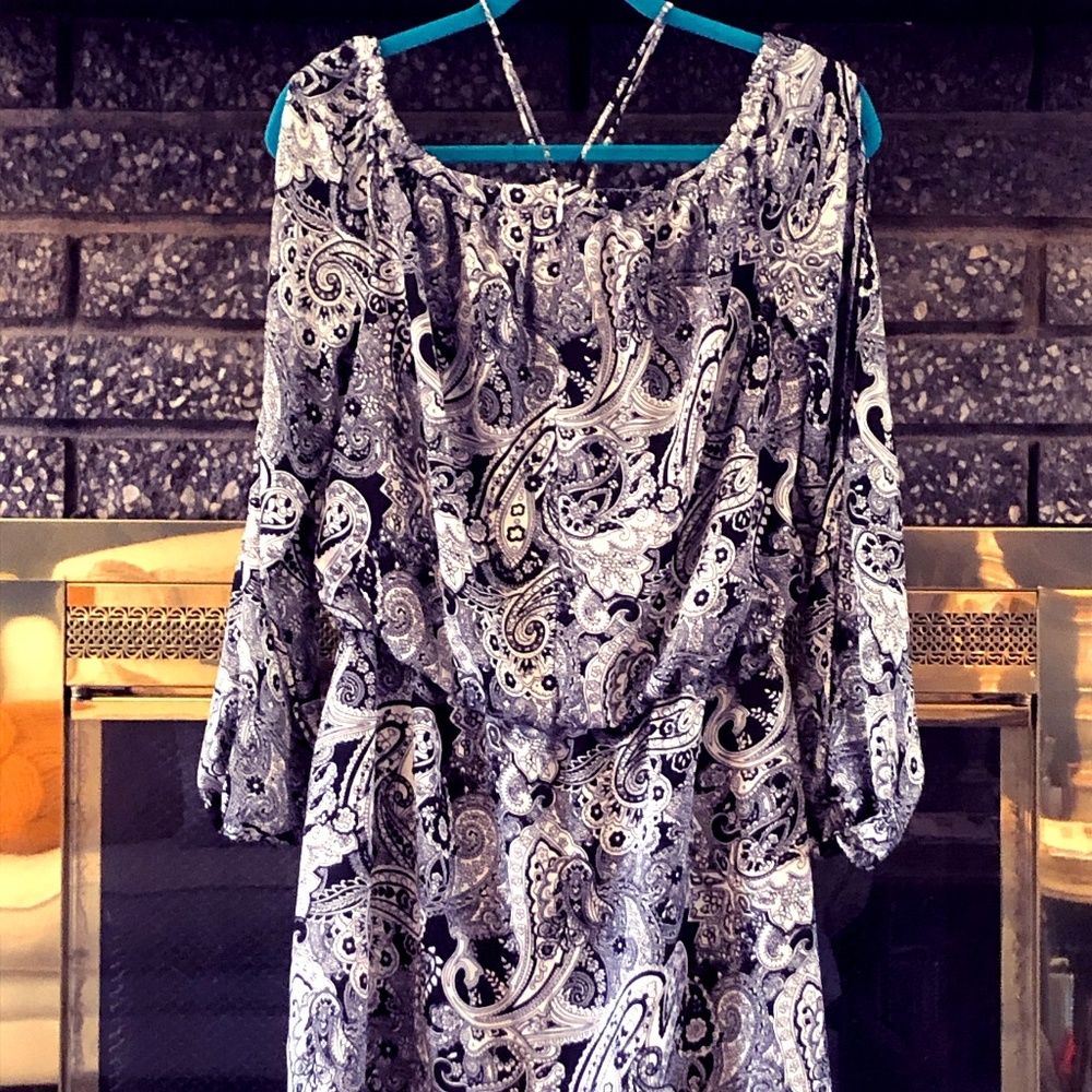 White House Black Market B/W paisley dress